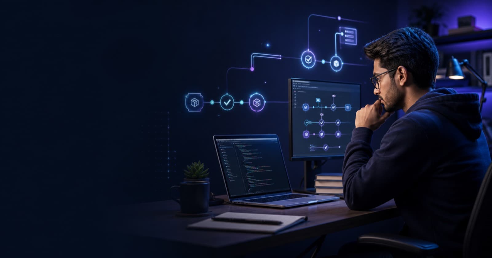 GitHub Actions certification tutor coaching a software developer on CI/CD workflow automation